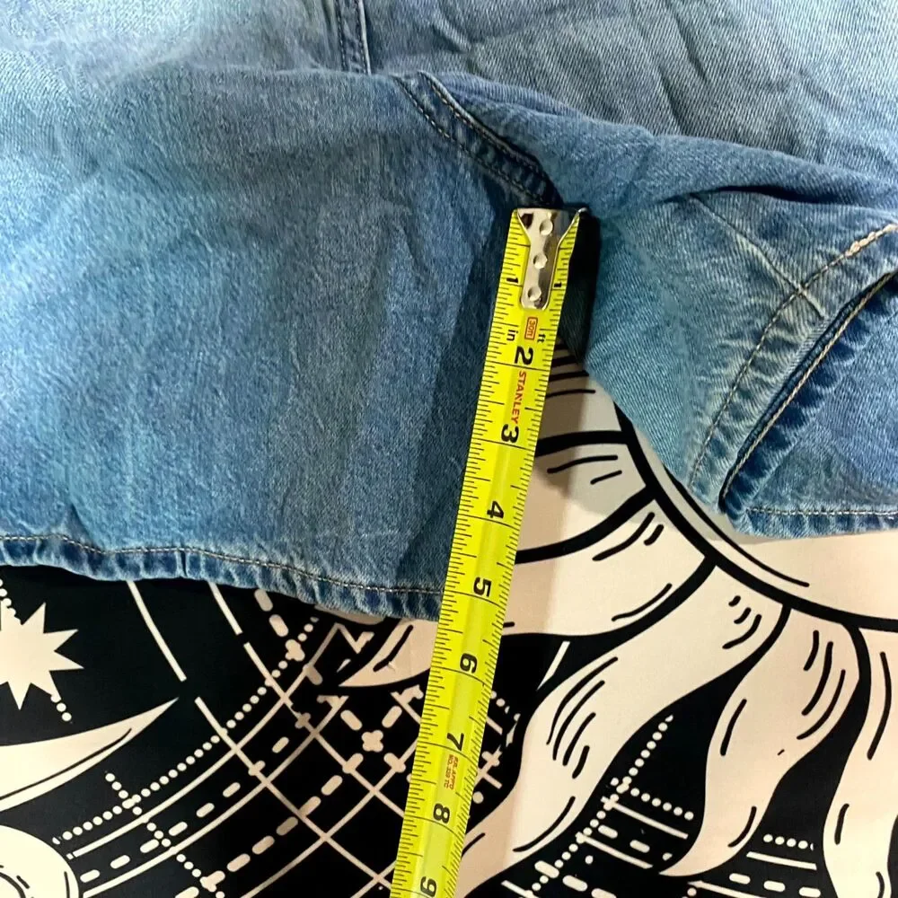 Arizona Cargo Short Women's 19 Blue Cotton Denim Faded Workwear Utility Summer